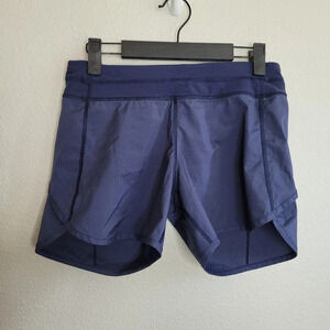 Ivivva by Lululemon Girls Relay Racer Athletic Shorts Size 14 Blue Zipper Waist
